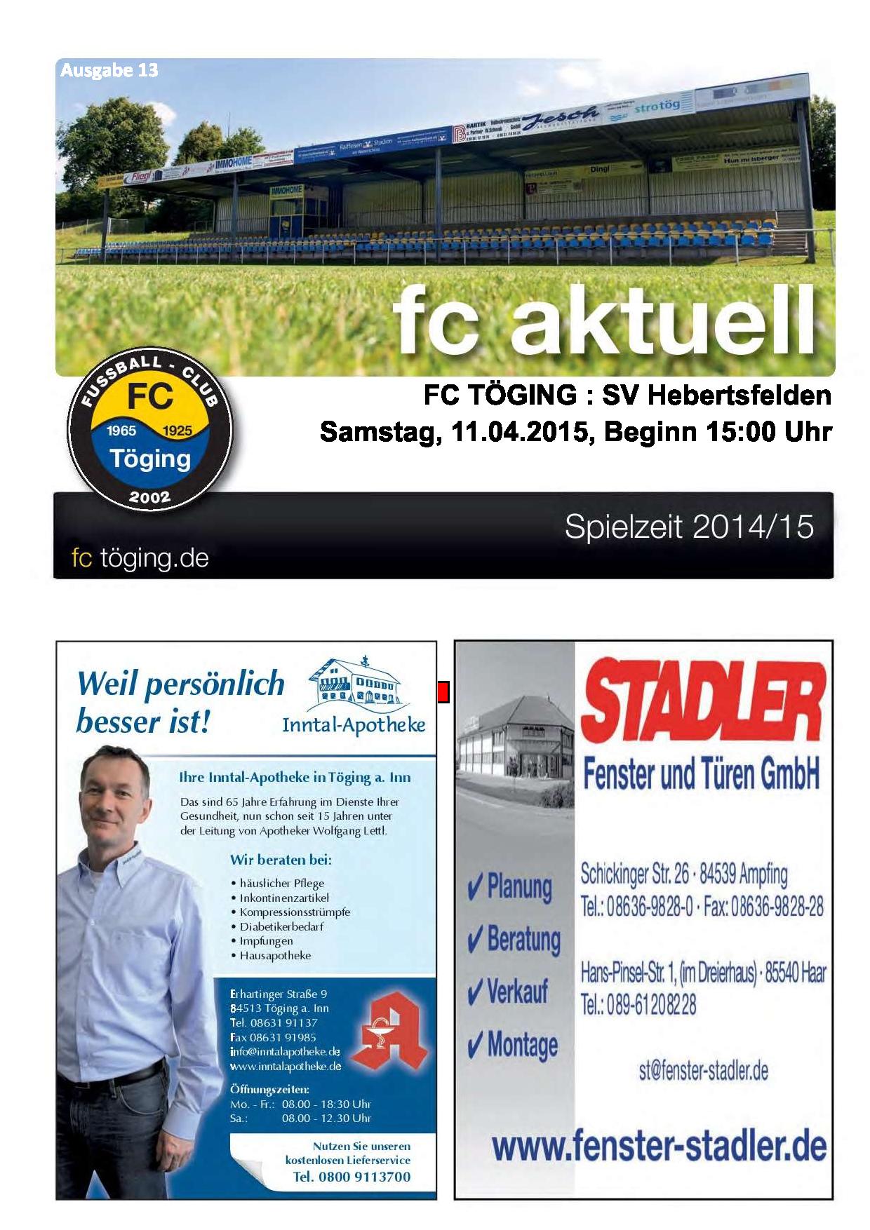 fc aktuell Saison 2014-15 Ausgabe 13