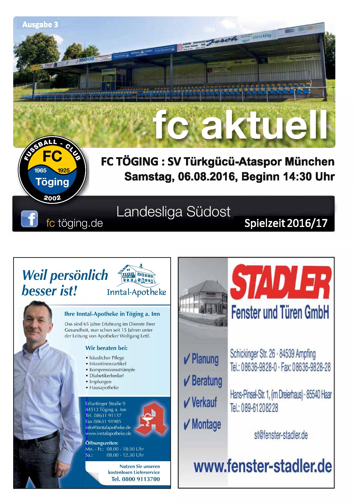 Ausgabe 3 Saison 2016-17 Titelblatt