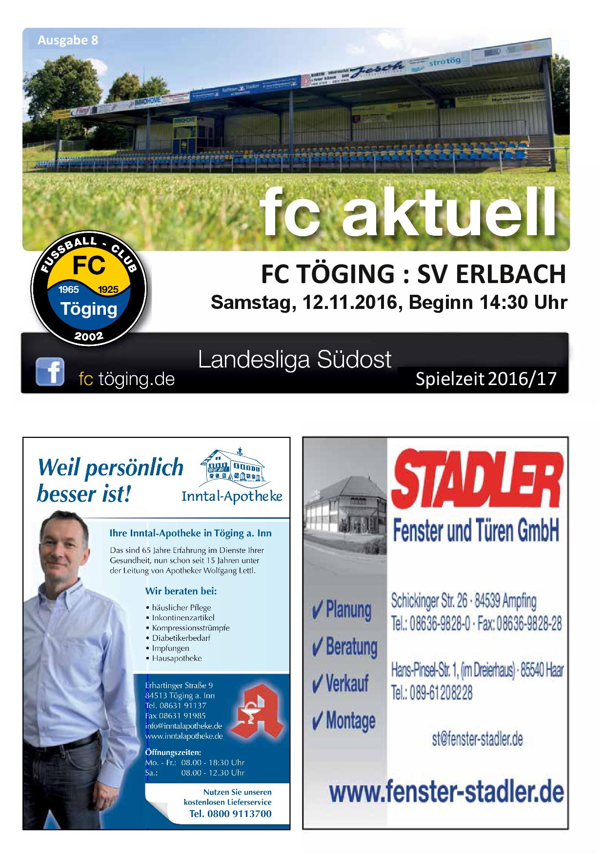 Ausgabe 8 Saison 2016-17 Titelblatt