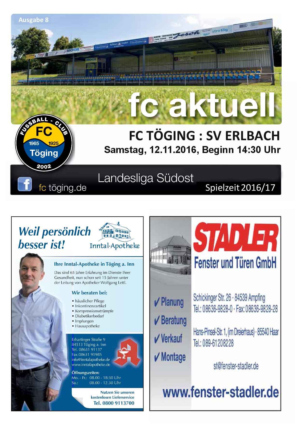 Ausgabe 8 Saison 2016-17 Titelblatt