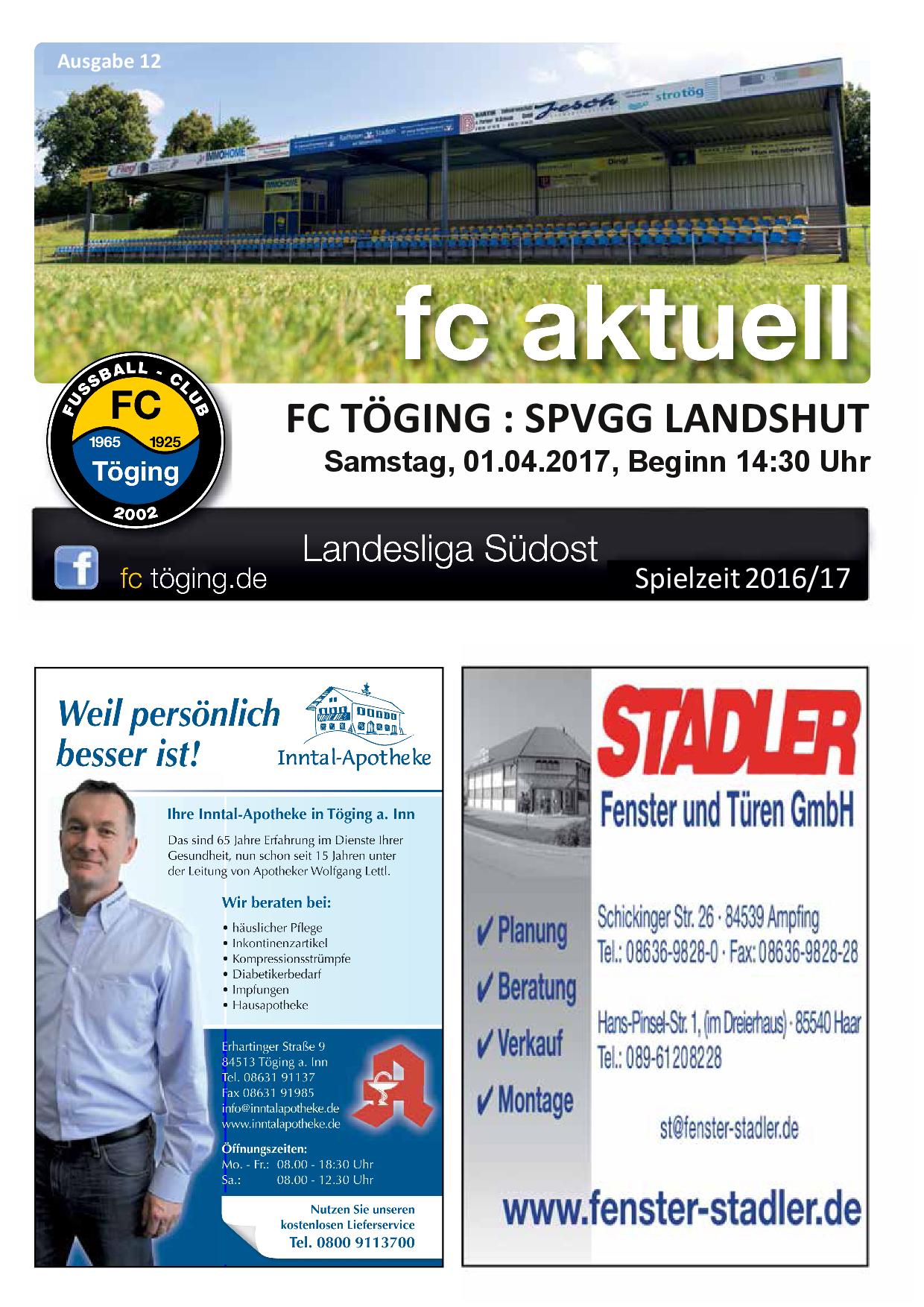 Ausgabe 12 Saison 2016-17 Titelblatt