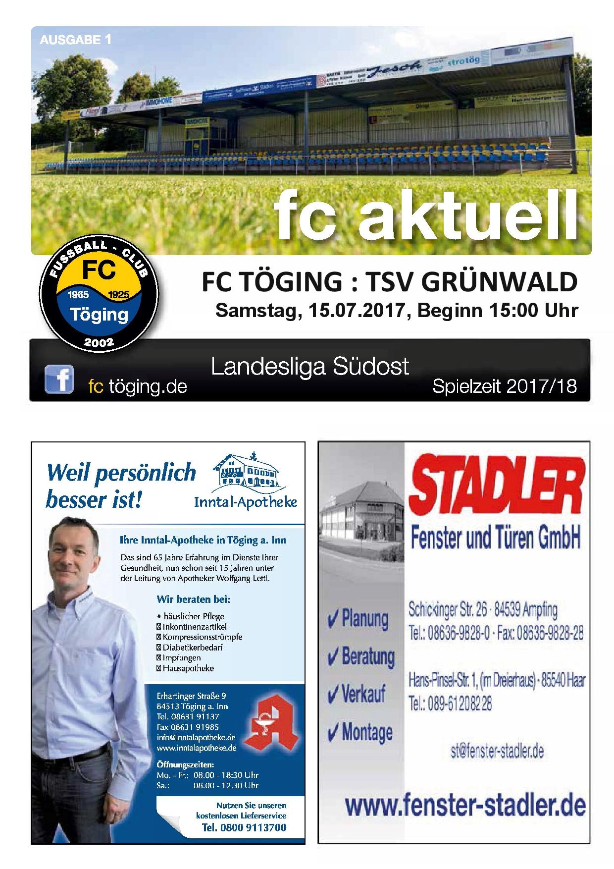 Titelblatt Ausgabe 1 Saison 2017-18