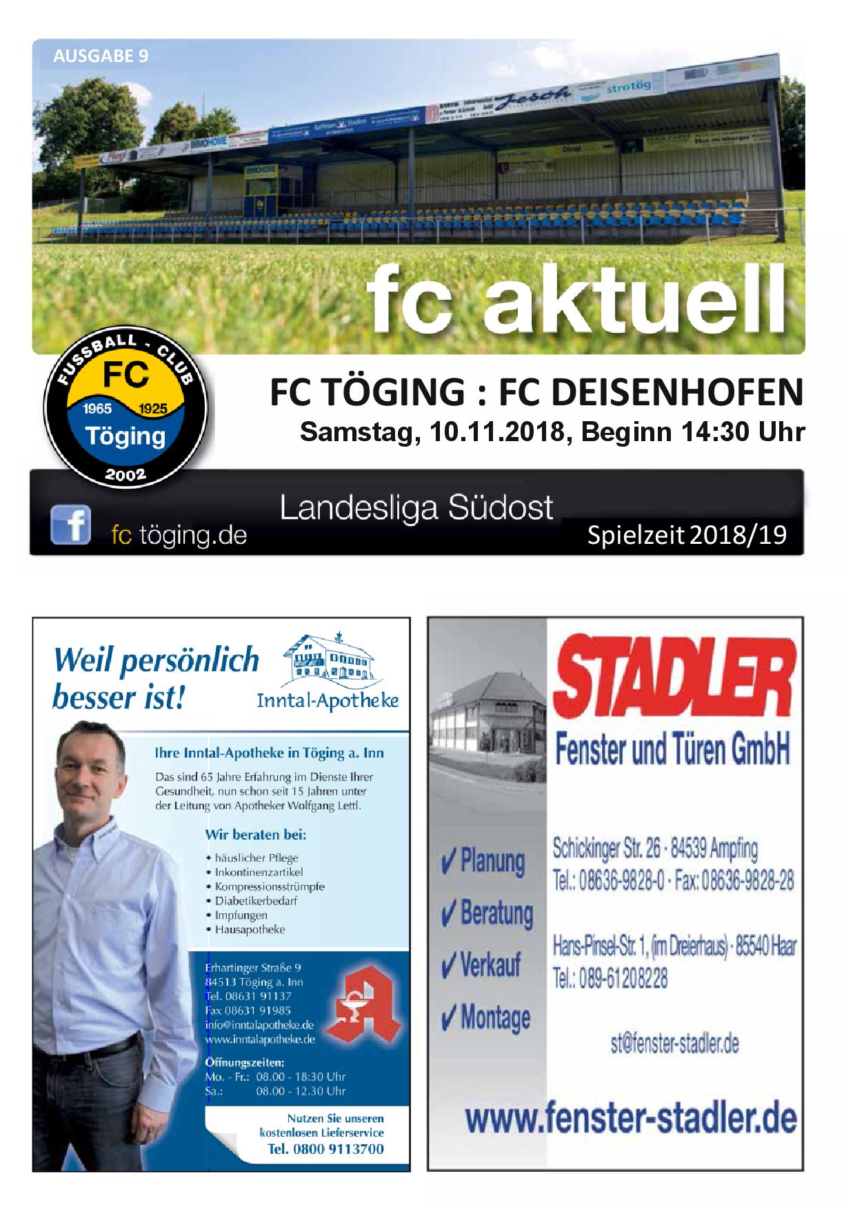 Ausgabe 9 Saison 2018-19 Titelblatt